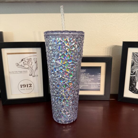 Starbucks Gem Iridescent Diamond Textured Tumbler 24 Oz With Matching Ornament - Picture 4 of 11